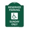 Signmission Reserved Parking Sunday W/ Graphic, Green & White Aluminum Sign, 18" x 24", GW-1824-23006 A-DES-GW-1824-23006 - alternate 1